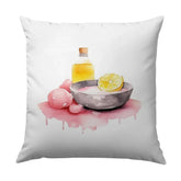 Spa Day Pillow, Watercolor Pillow, Lemon Decor Pillow, Pink Decor Pillow, Home Decor, Decorative Pillow, Unique Throw Pillow, Housewarming - Tawshia